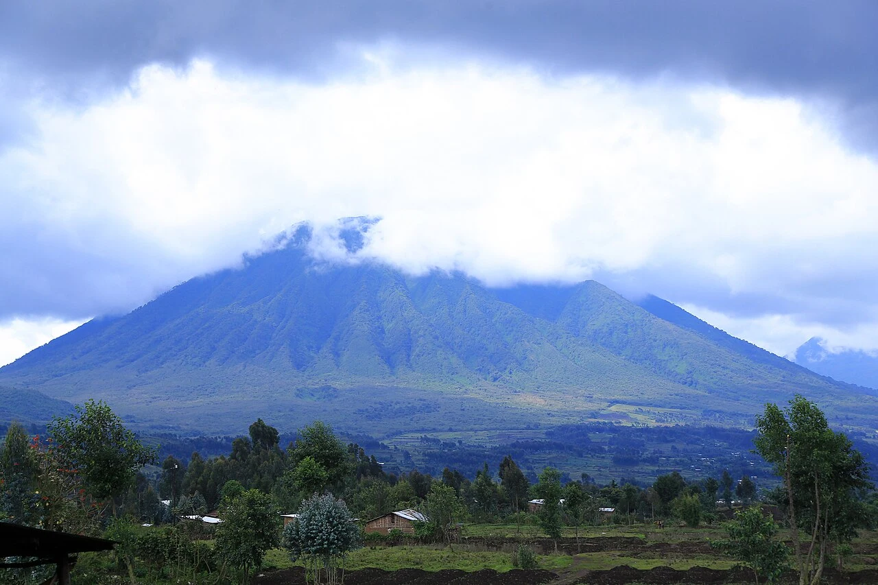 Virunga mountain landscape seen from Rwanda